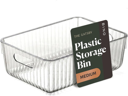 BINO | Plastic Storage Bins, X-Large | THE GATSBY COLLECTION | Clear Storage Bins for Organization | Pantry Organizers | Kitchen Organizer | Fridge & Freezer Organizer | Cabinet Plastic Containers