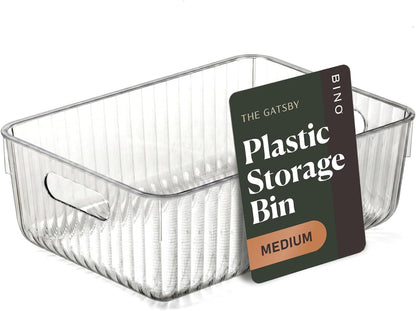 BINO | Plastic Storage Bins, X-Large | THE GATSBY COLLECTION | Clear Storage Bins for Organization | Pantry Organizers | Kitchen Organizer | Fridge & Freezer Organizer | Cabinet Plastic Containers