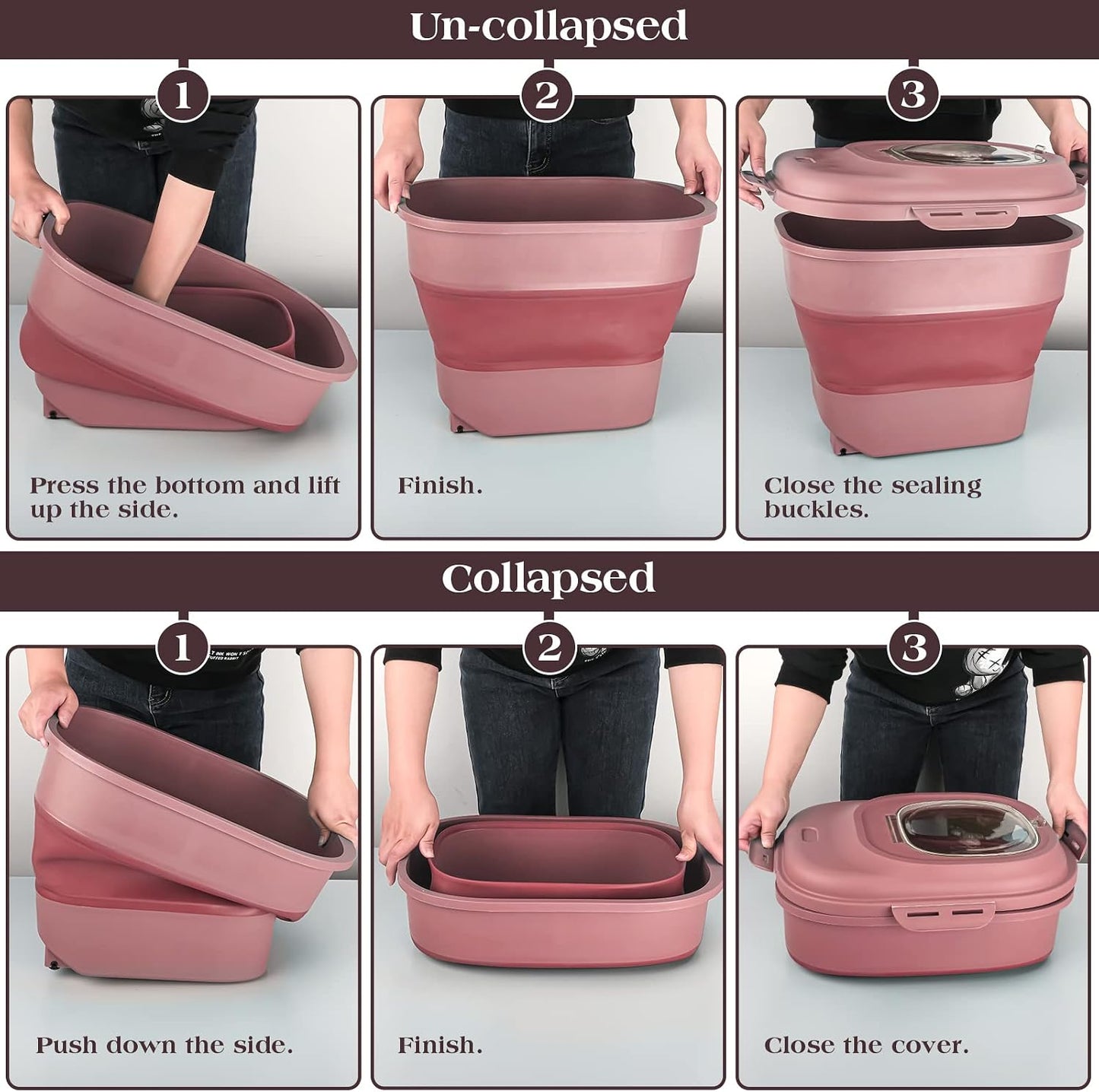 TIOVERY Dog Food Storage Container, Airtight Collapsible 13lb to 30lb Pet Food Container with Flip Top, Rolling Wheel, Scoop and 3L small container for Dog Cat Food and Dry Food of Rice, Flour