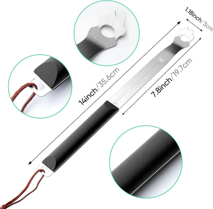 Grate Grill Scraper with Long Handle, Universal 14" Long Stainless Steel Grill Cleaner, Grill Grate Accessory, BBQ Barbecue Cleaning Gadgets, Hang Loop Included