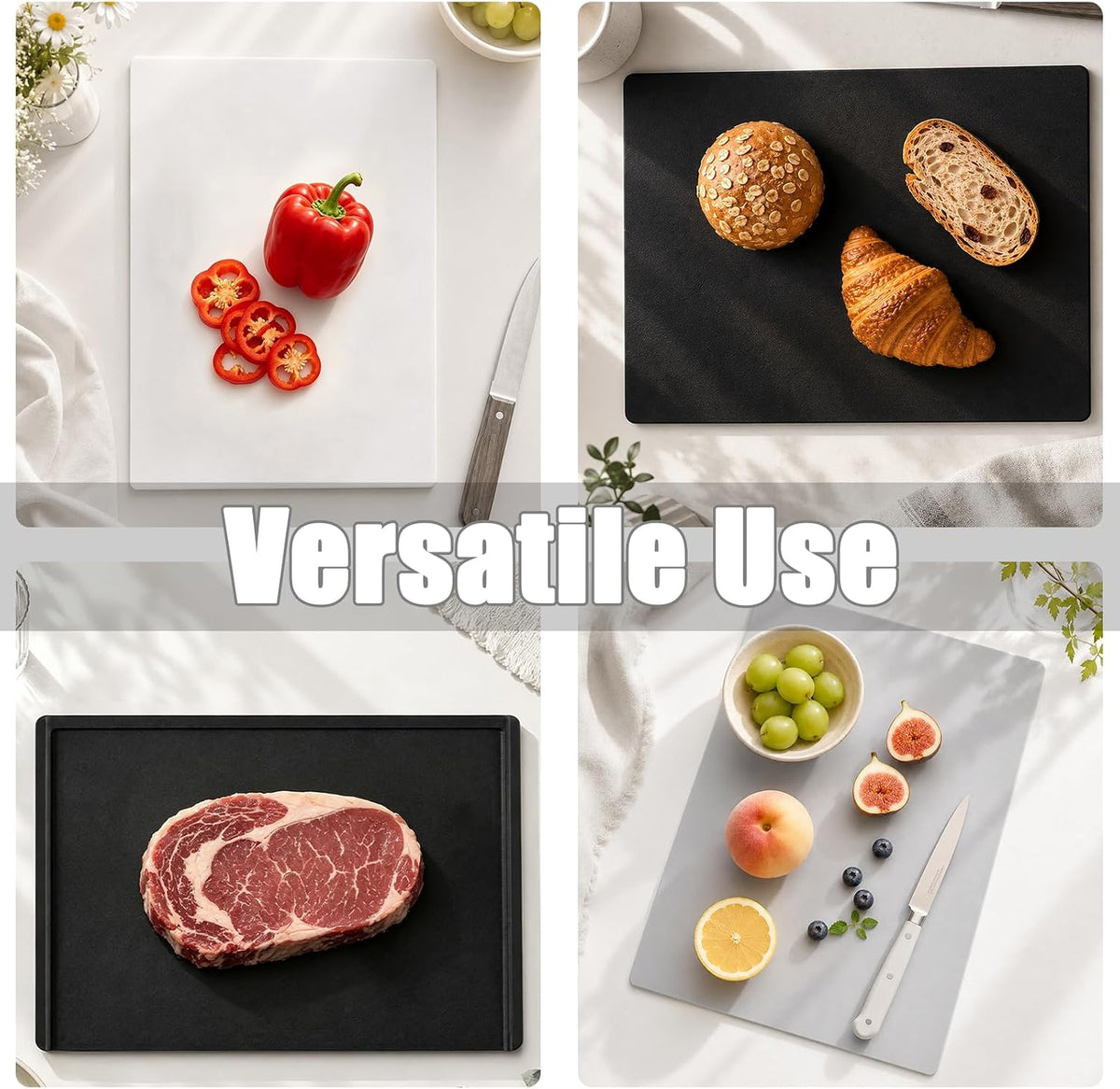 Fotouzy Flexible TPU Cutting Boards Mats Plastic Chopping Board Set of 4