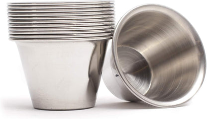 Ramekins Stainless Steel Condiment Sauce Cups, Metal Ramekins, Commercial Grade, Multifunctional, Ideal for All Hot and Cold Sauces, Individual Portion Cups (12, 1.5 oz)