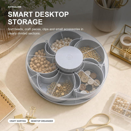 Rotating Lazy Susan Serving Tray with Lid, Portable Multi-Compartment Divided Platter for Snacks, Fruit, Nuts, and Dips- 8inch(Blue)