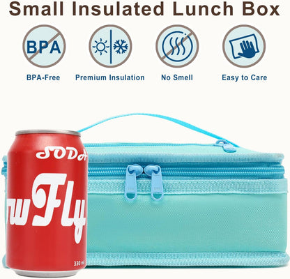 FlowFly Small Insulated Lunch box Portable Soft Bag Mini Cooler Thermal Meal Tote Kit with Handle for Work & School, Black
