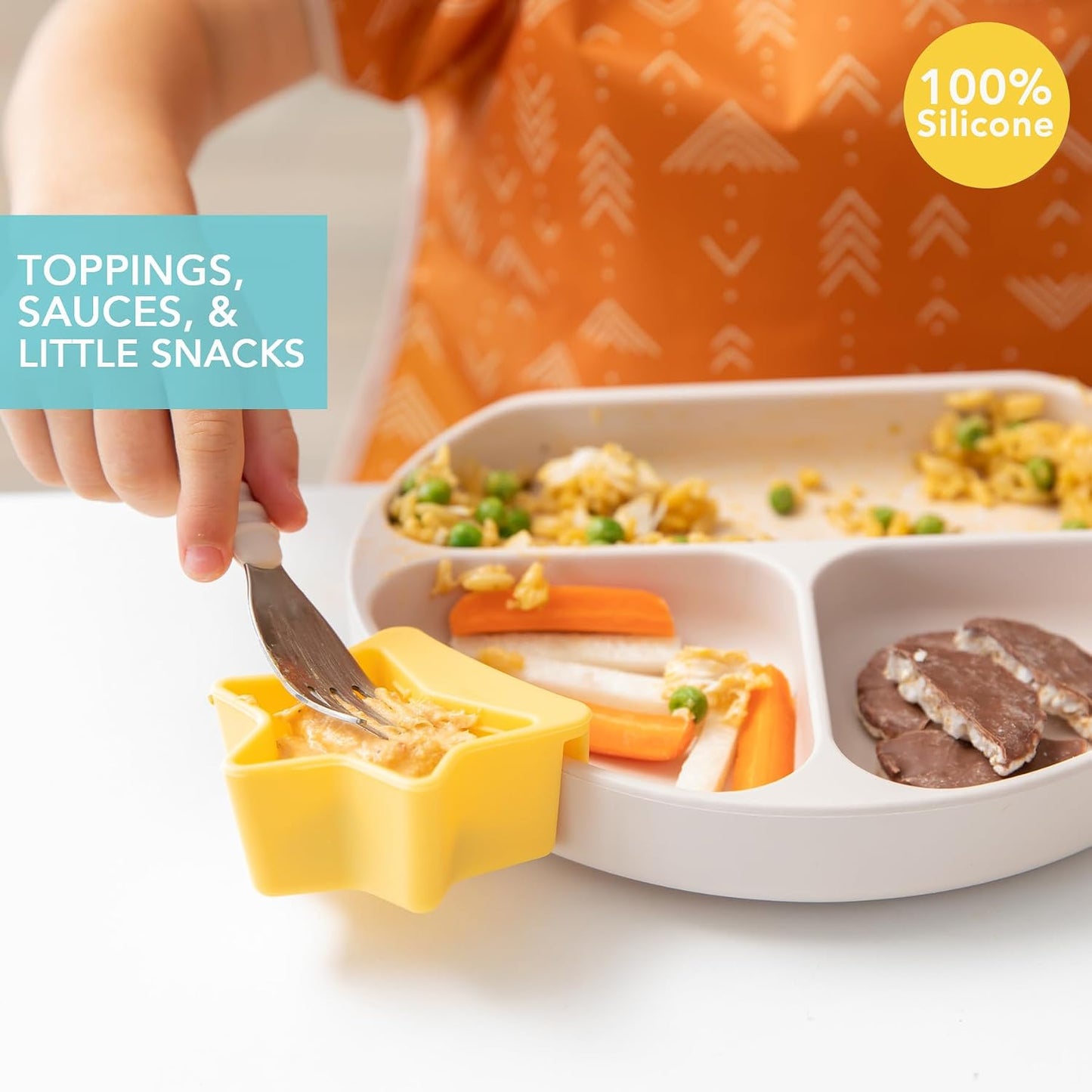 Bumkins Baby Silicone Little Dippers, Attaches to Bowls, Dishes and Plates, Sauce Cup, Holds Condiments, Dip, Puree, Toppings, Baby Led Weaning, Essential Feeding Supplies, Babies 6 Months Up, Pink