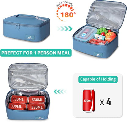 NOL Mini Insulated Lunch Bag for Women Men Kids | Small Leakproof Reusable Lunch Tote | Fits 6 Cans 330ml | Thermal Cooler for Work School Picnic Camping, Navy blue