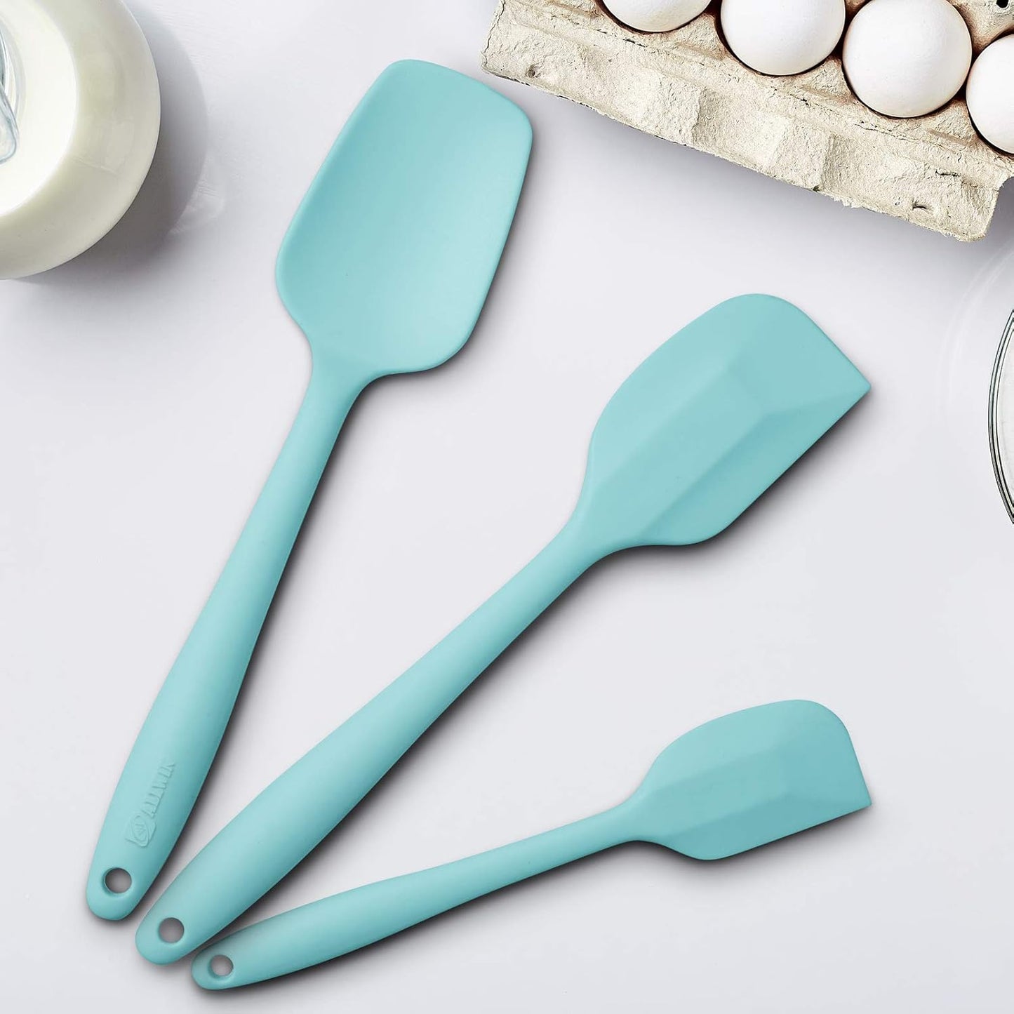 Silicone Spatula 3-piece Set, Ergonomic Handle High Heat-Resistant Spatulas, Non-stick Rubber Spatulas with Stainless Steel Core, Black