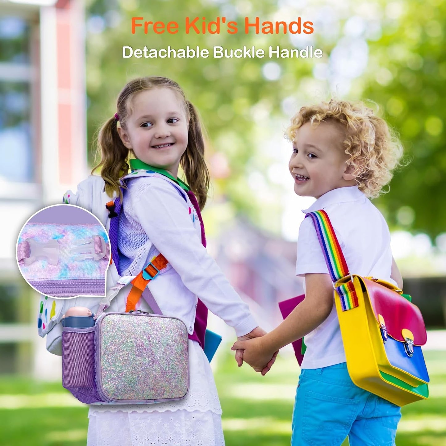 Bagseri Kids Lunch Bag Boys - Thermal Insulated Lunch Box Tote with Water Bottle Holder, Reusable Leak-Proof Kids Lunch Box for Daycare & School, Black Dinosaur (Containers Not Included)