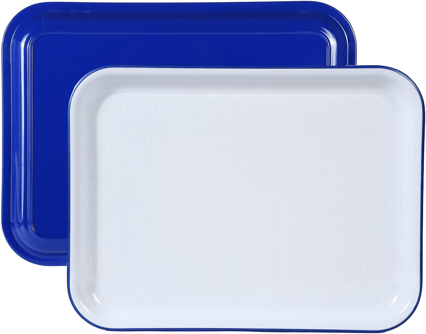 2pcs Melamine Serving Trays Set Two Tone 14.5" x 11" Large White Black Reusable Serving Platters for Cookie, Appetizer, Snack, Dessert, Party Food Display, Rectangular Party Trays and Platters