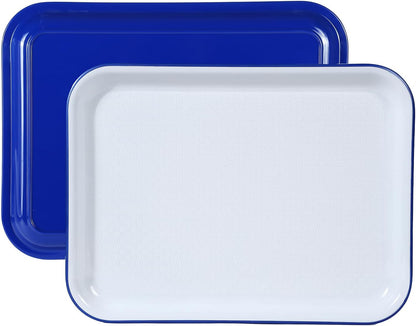 2pcs Melamine Serving Trays Set Two Tone 14.5" x 11" Large White Black Reusable Serving Platters for Cookie, Appetizer, Snack, Dessert, Party Food Display, Rectangular Party Trays and Platters