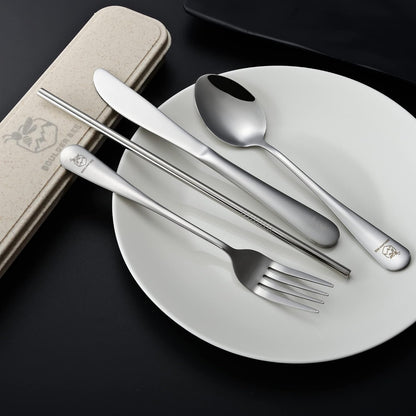 Boulder Bee | Travel Utensils Set | Reusable Camping Cutlery Set | Stainless Steel Flatware Set | Portable Silverware Set with Case | Includes Knife/Fork/Spoon/Straw/Cleaning Cloth/Case (Purple)
