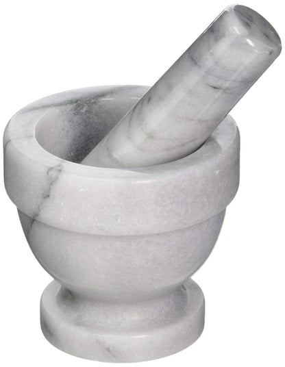 Fox Run Marble Mortar and Pestle Set, White, Small 4" Pestle and Mortar