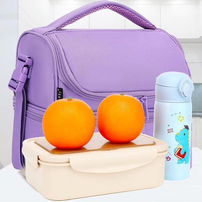 FlowFly Kids Double Decker Cooler Insulated Lunch Bag Large Tote for Boys, Girls, Men, Women, With Adjustable Strap, Unicorn