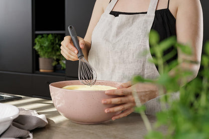 Zyliss Flat Whisk, Sustainable Wheatstraw/Nylon, Cooking Whisk forr Cooking and Serving with Heat Resistant Silicone Head, Beluga Grey, 11.9" x 2.8", Dishwasher Safe, 5 Year Guarantee