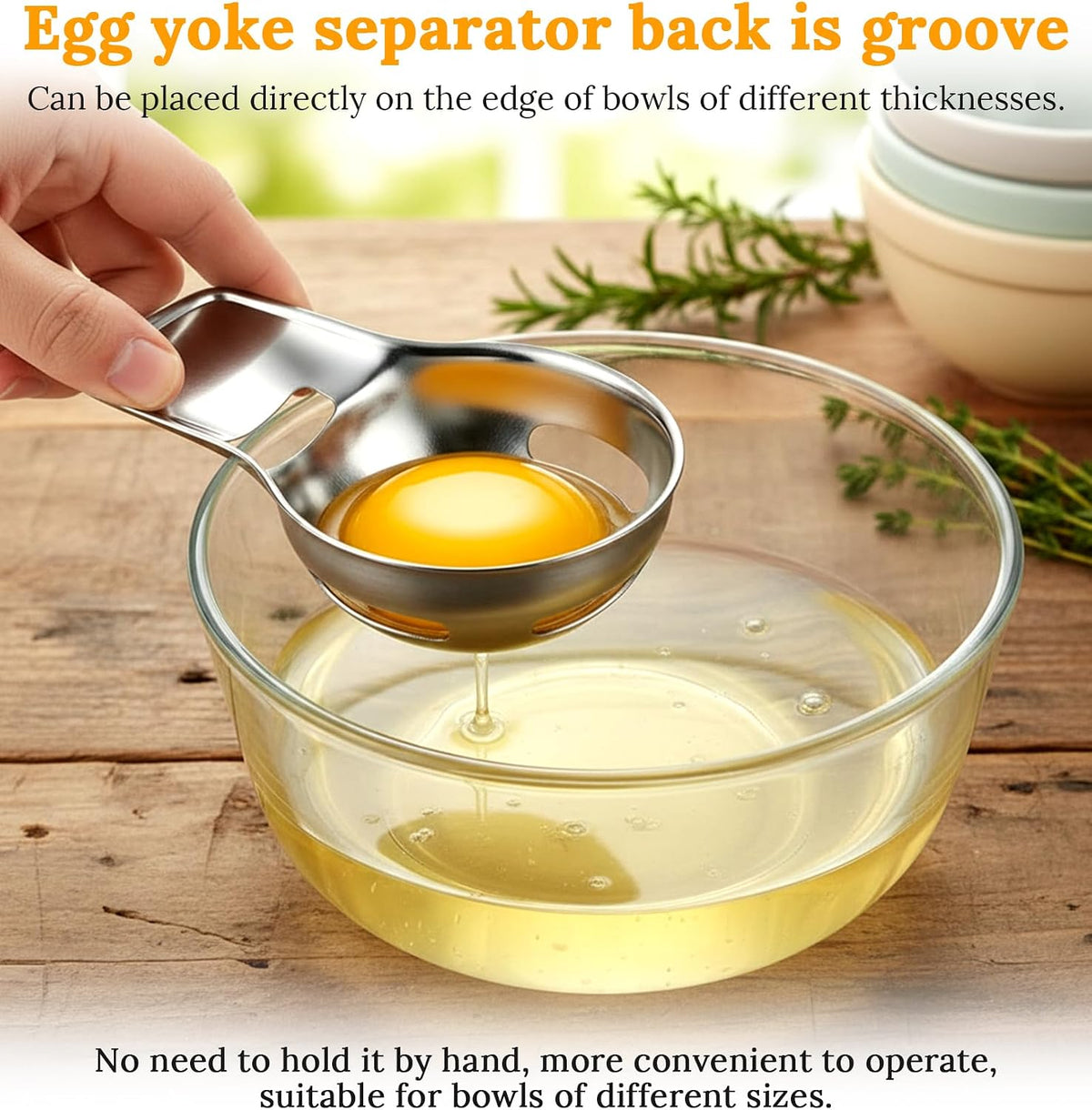 Egg Yolk Separator, Egg Separator for Raw Eggs Food Grade Stainless Steel for Raw Eggs