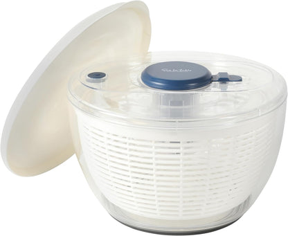 Sur La Table Kitchen Essential 6.3 Qt Salad Spinner, Fruit Wahser, Fruit Washing Bowl with Strainer, Vegertable Cleaner, Salad Cleaner, Lettuce Washer - Juniper Green