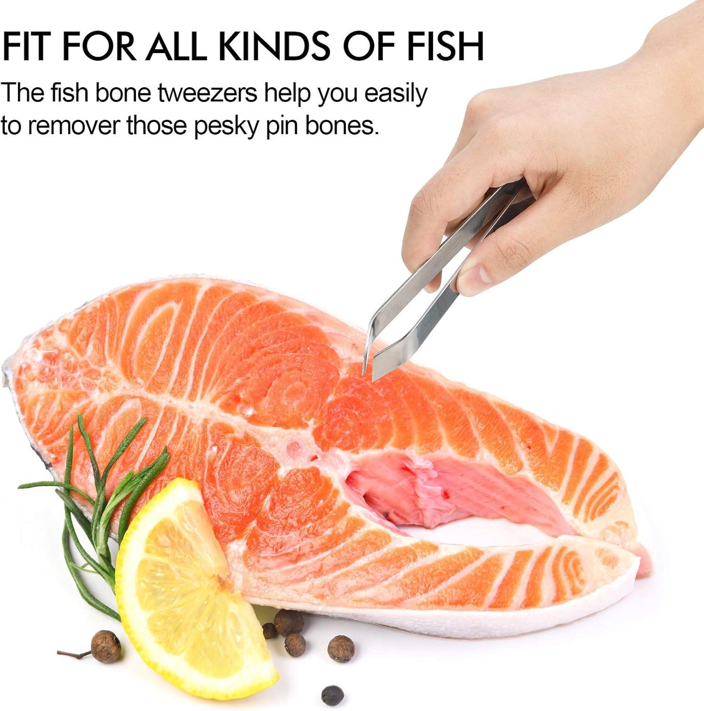 Fish Bone Tweezers, Professional Stainless Steel Flat and Slant Pliers Set for Kitchen Salmon Trout, 1 SET