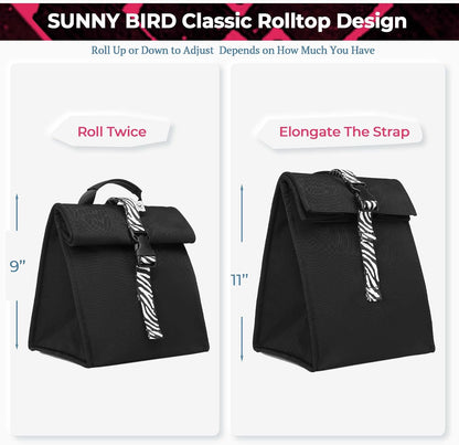 SUNNY BIRD Insulated Lunch Bag Pink Lunch Box Small Cooler Bag for Women, Girls, Adults and Teens (Pink)