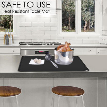 Extra Large Silicone Mat, 31.5x23.6 Inch Heat Resistant Mat for Kitchen Counter, Non Stick Silicone Baking Mat for Dough and Pastry, Thick Silicone placement Countertop Protector, Black countertop mat