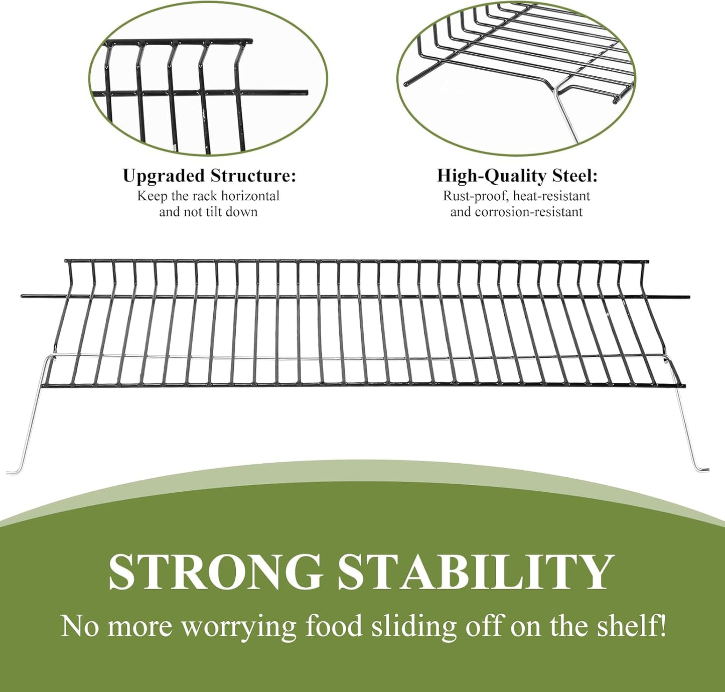 Utheer 2-Pack Griddle Warming Rack for Blackstone 28" Griddles, Stainless Steel Flat Top Grill Accessories | Reversible Rack Adds Prep Space, Foldable Clip-On Design Expands Cooking & Holding Area