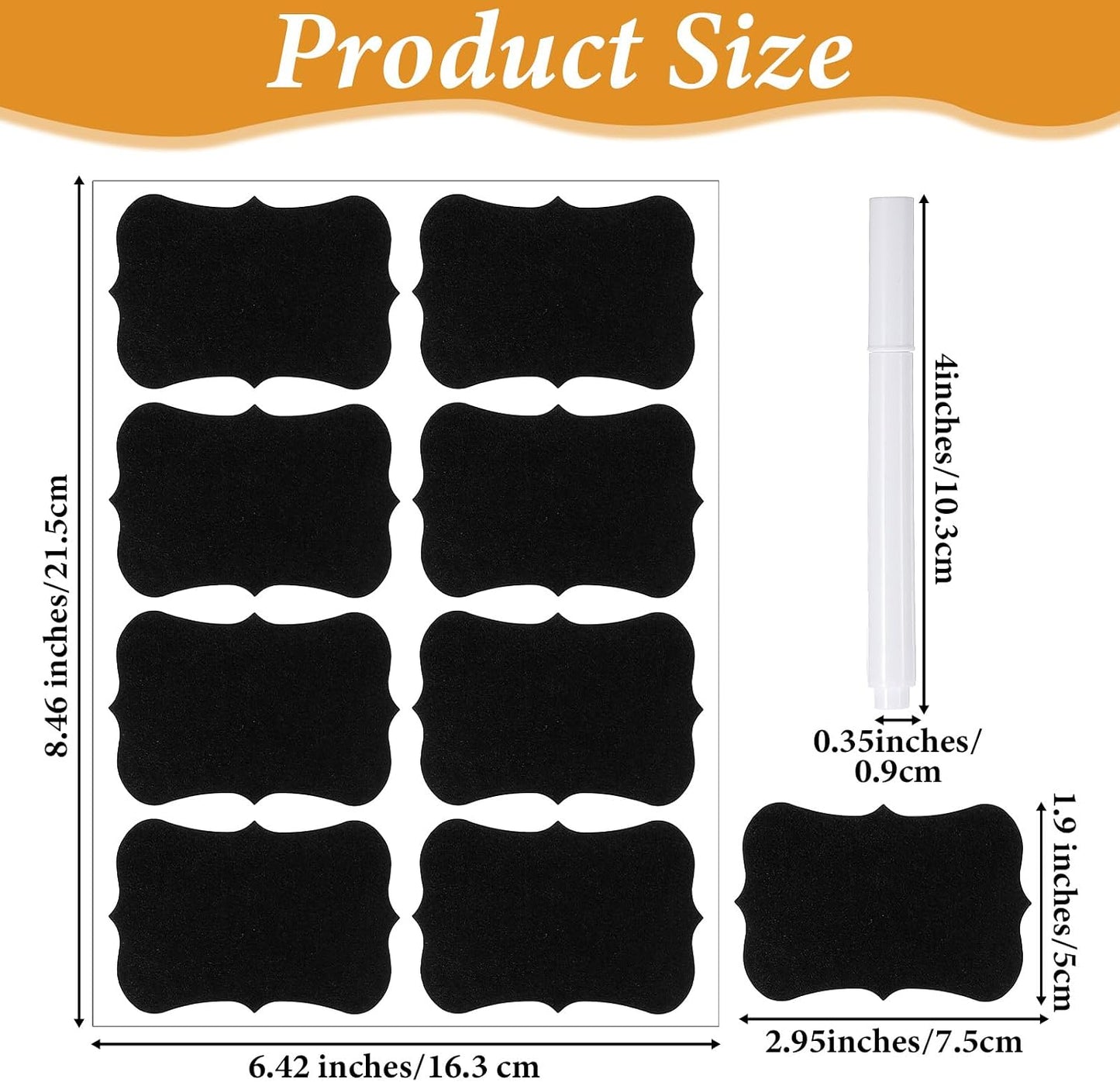 Qianyu 200 Pcs Waterproof Blackboard Stickers Chalkboard Labels Erasable Reusable Blackboard Labels with 1 Liquid Chalk Markers Pen for Jars Parties Decoration Craft Rooms Weddings Storage Organize