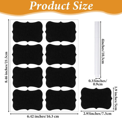 Qianyu 200 Pcs Waterproof Blackboard Stickers Chalkboard Labels Erasable Reusable Blackboard Labels with 1 Liquid Chalk Markers Pen for Jars Parties Decoration Craft Rooms Weddings Storage Organize