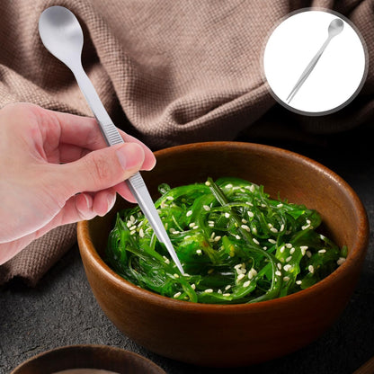 Ciieeo Tasting Spoon - Stainless Steel Spoon Tweezer 2 in 1 Chef Serving Tongs for Plating Buffet Banquet Barbecue Cooking Grilling Culinary Salad Dressing