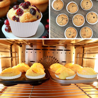 Extra Large Silicone Cupcake Muffin Cups 12 Pack, 3.54 Inch Muffin Liners, Reusable Jumbo Silicone Baking Cups Easy to Clean, Great for Cupcake, Mousse(Multicolor)