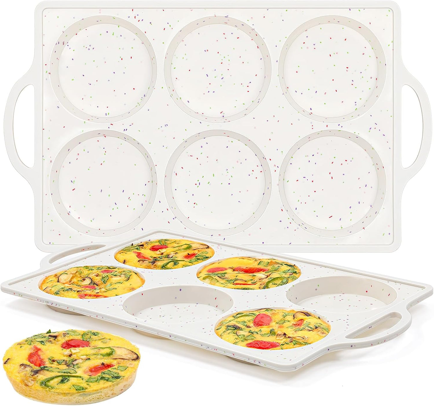 Silicone Muffin Pans for Baking, Metal Reinforced Frame 12 Cups Regular Size Silicone Cupcake Pan Nonstick Muffin Tin for Baking Muffin, Cupcake, Frittatas,BPA Free, Silicone Molds Dishwasher Safe