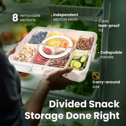 Dishwasher Safe Snackle Box Container 11 Removable Compartments - Divided Serving Tray with Lid and Handle - Portable Snack Box BPA Free - Premium PCTG Plastic Beach Snack Containers