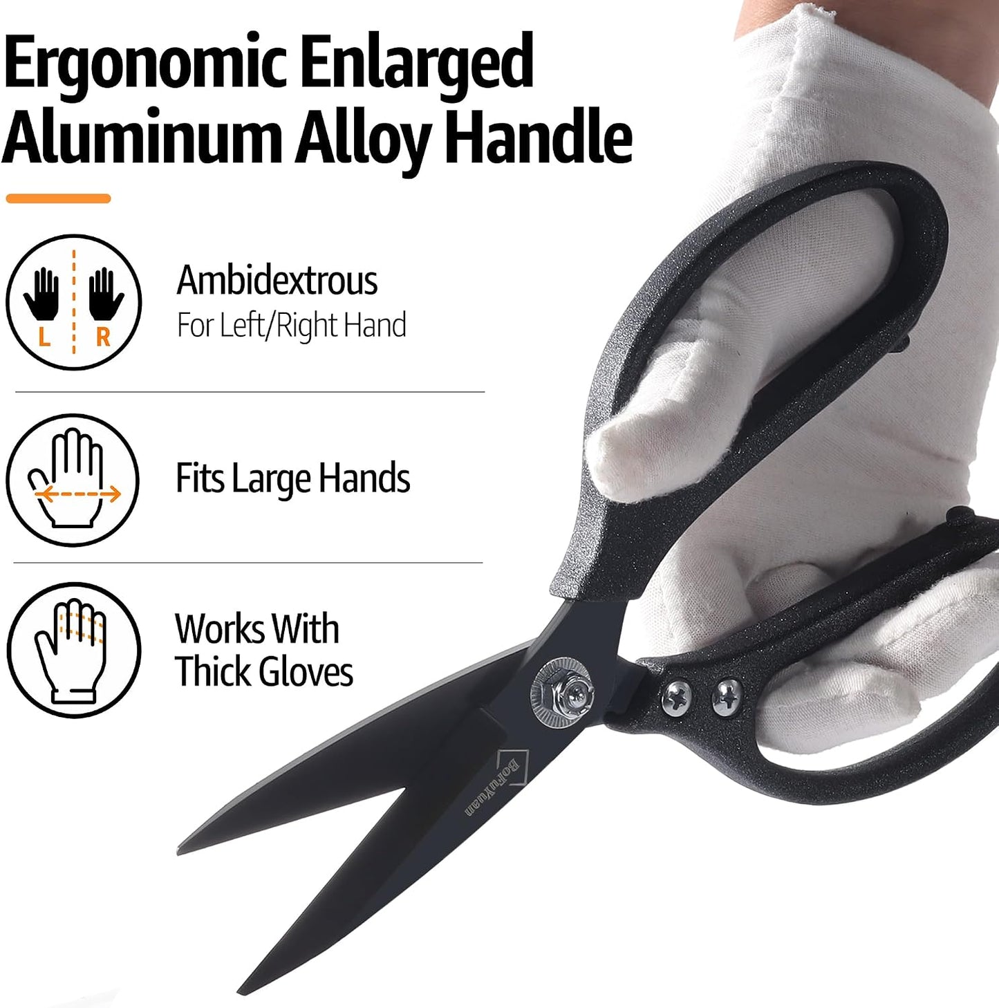 BoFuYuan Heavy Duty Scissors for Cutting Carpet Cardboard Leather Fabric