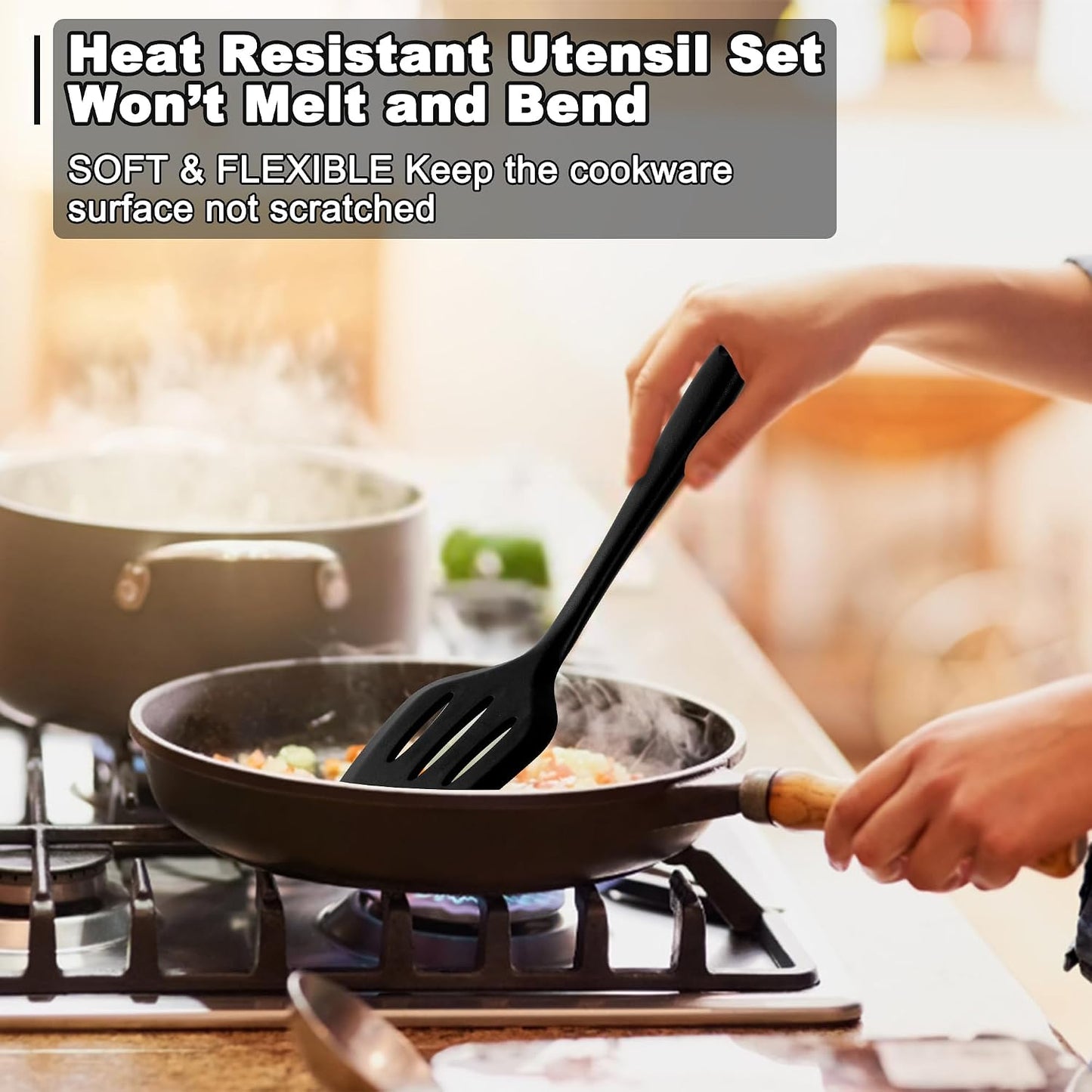 E-far 10 Pieces Silicone Cooking Utensils Set, Heat Resistant Kitchen Utensil Set for Nonstick Cookware, Kitchen Cooking Tools with Spatula, Spoon, Slotted Turner, Non-Toxic & Dishwasher Safe (Khaki)