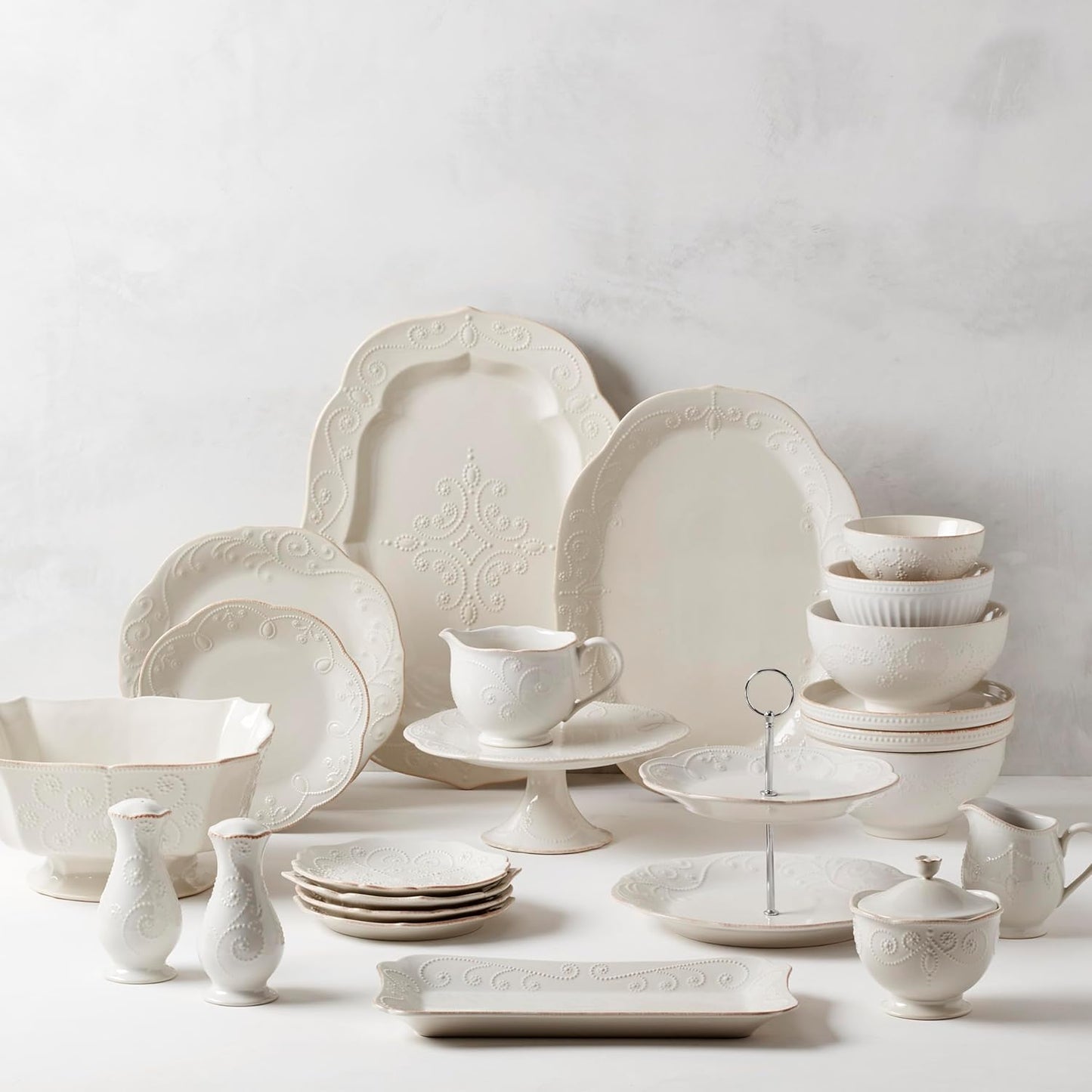 Lenox French Perle Chip and Dip Tray, White -