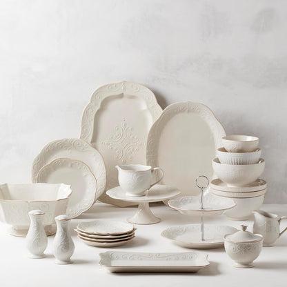 Lenox French Perle Chip and Dip Tray, White -