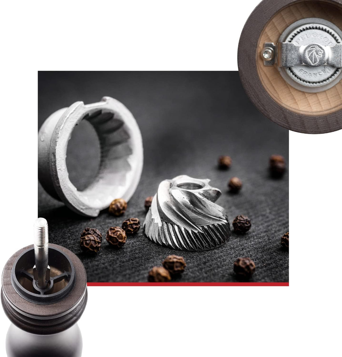 Peugeot Paris Classic Manual Pepper Mill - Adjustable Grinder - Beechwood, Chocolate, 7-Inch