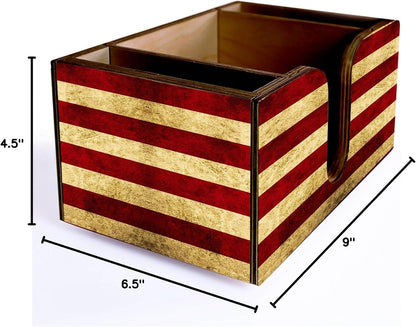 Wooden Utensil Holder Napkin Bar Caddy Parent (American Flag Black)
