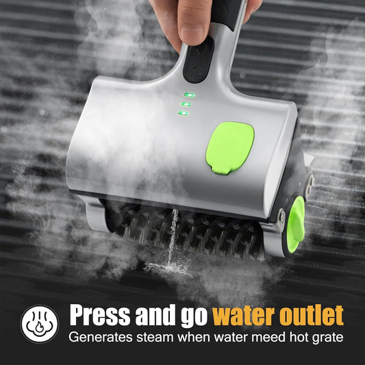 Wireless Electric steam Grill Brush and Scraper for Barbecue Outdoor Indoor Grill,Cordless Handheld steam Grill Cleaner, Unique Tool for Stove, Oven,Charbroil Chimney(Grey)
