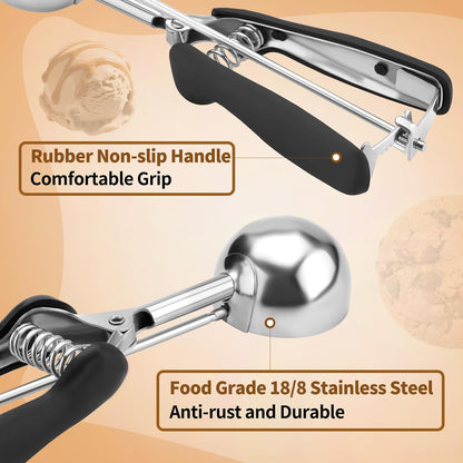 Large Cookie Scoop 3 Tablespoon, Size #20 Dough Scoops for Baking, Trigger Ice Cream Scooper, Stainless Steel Portion Scoop for Jumbo Cookies, Pancakes, Cupcakes, Meatballs