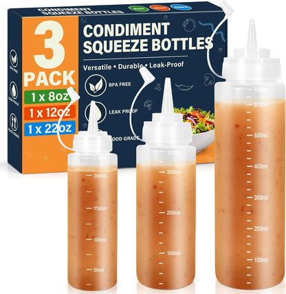 8oz Squeeze Bottles, Sauce Bottles, Squirt Bottle, Salad Dressing Bottle