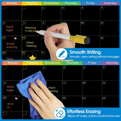 MaxGear 4 Pack Magnetic Fridge Calendar Set, 15" x 11.5" Dry Erase Whiteboard Calendar for Refrigerator, Includes Monthly, Weekly, List and Small Board with 5 Markers, 1 Eraser and 5 Magnets