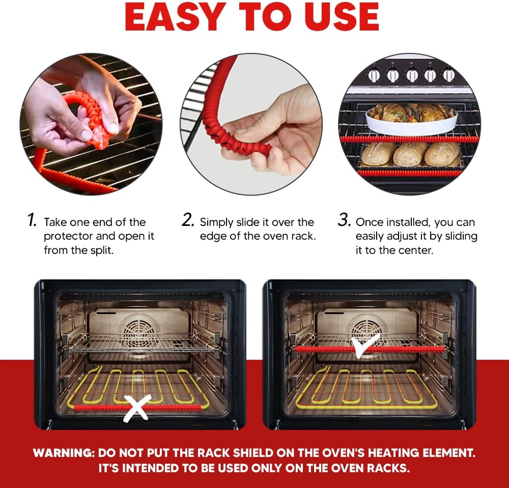 Toaster Oven Liners Reusable for Ninja Air Fryer Bottom Heat Resistant Mat 3 Pack, Oven Rack Shields Extra Long 22” Red 2 Pack, Heavy Duty Nonstick Square Air-Fryer Mats & Silicone Rack Covers