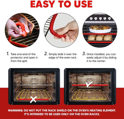 Toaster Oven Liners Reusable for Ninja Air Fryer Bottom Heat Resistant Mat 3 Pack, Oven Rack Shields Extra Long 22” Red 2 Pack, Heavy Duty Nonstick Square Air-Fryer Mats & Silicone Rack Covers