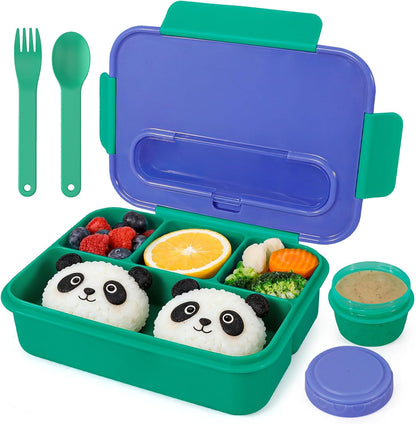 Caperci Bento Box for Kids - 50oz Larger Lunch Box Containers for Kids, Reinforced Leakproof, Built-in Sauce Cup, Utensils, 4 Compartments, BPA-Free Microwave & Dishwasher Safe (Lavender Pop)