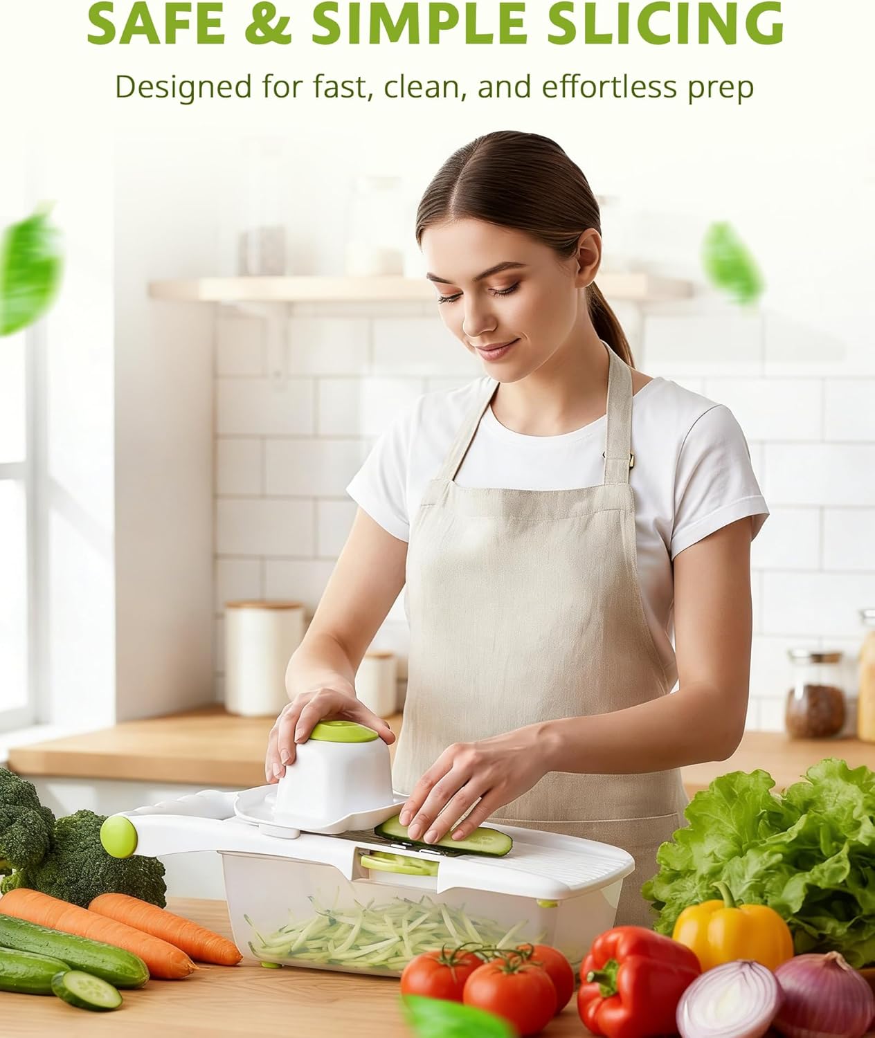 Mandoline Slicer for Kitchen, Adjustable Mandoline Food Slicer, Vegetable Slicer, Potato, Onion, Cucumber, Veggie Slicer, Multifunctional Vegetable Chopper with Container, Essential Kitchen Gadgets
