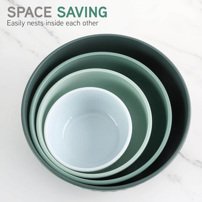 COOK WITH COLOR Prep Bowls with Lids- Wide and Deep Nesting Plastic Small Mixing Bowl Set with Lids, 8 Piece Set - Wide Bowls, Blue