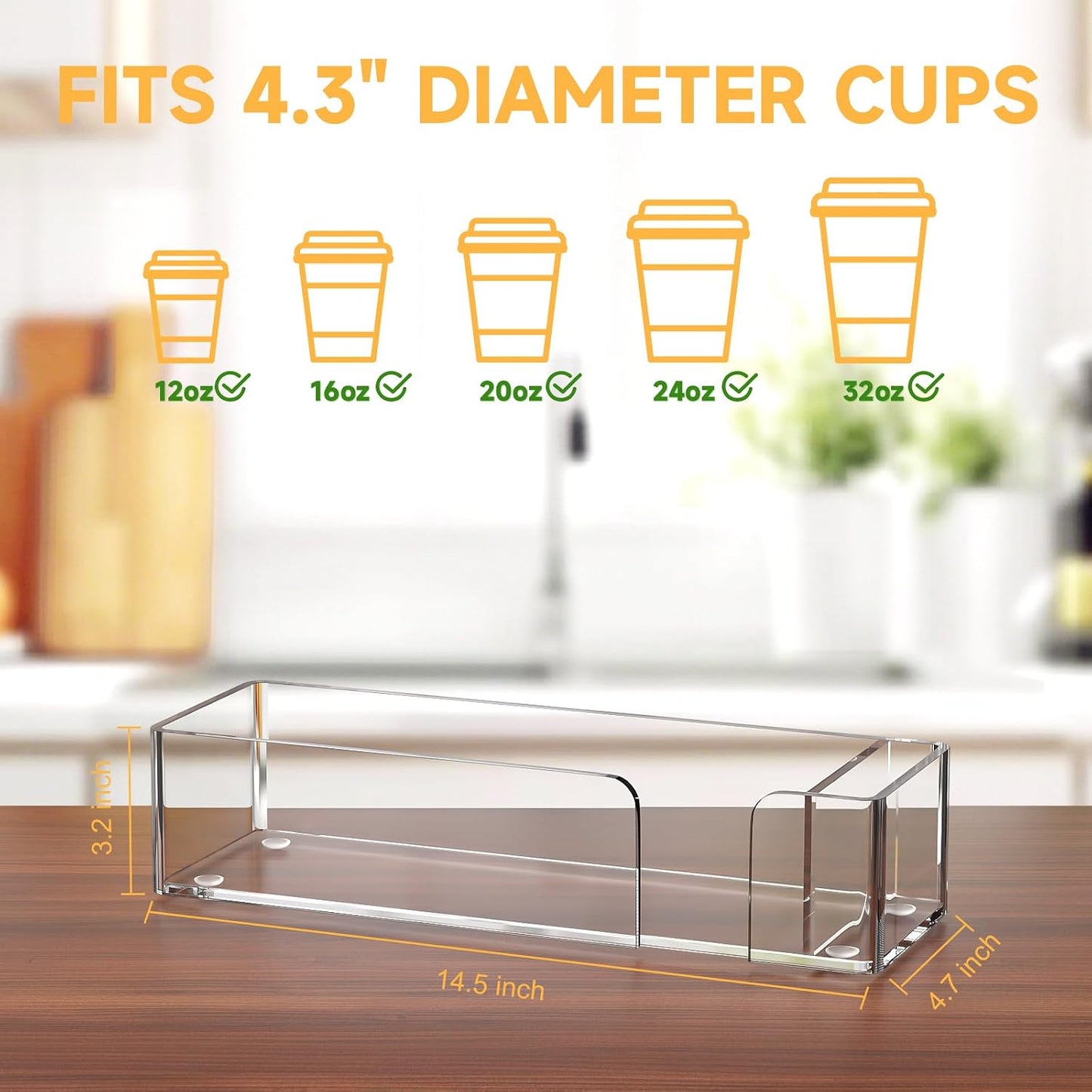 Coffee Cup Holder for Countertop - Clear Acrylic Coffee Bar Accessories Cup Organizer Station Organizer Farmhouse Table Décor
