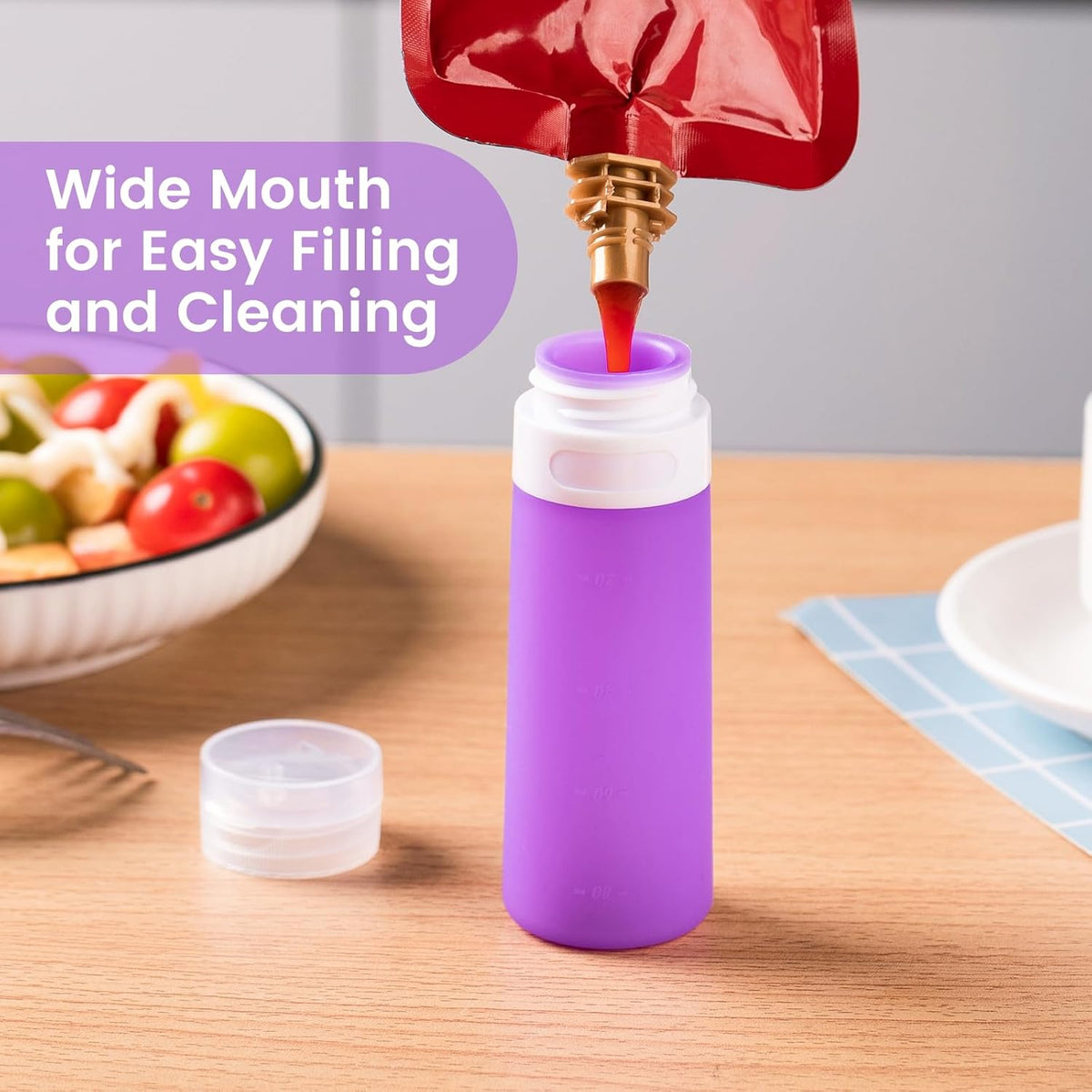 MICEBAY 2 oz Condiment Squeeze Bottles, Leakproof Salad Dressing Container