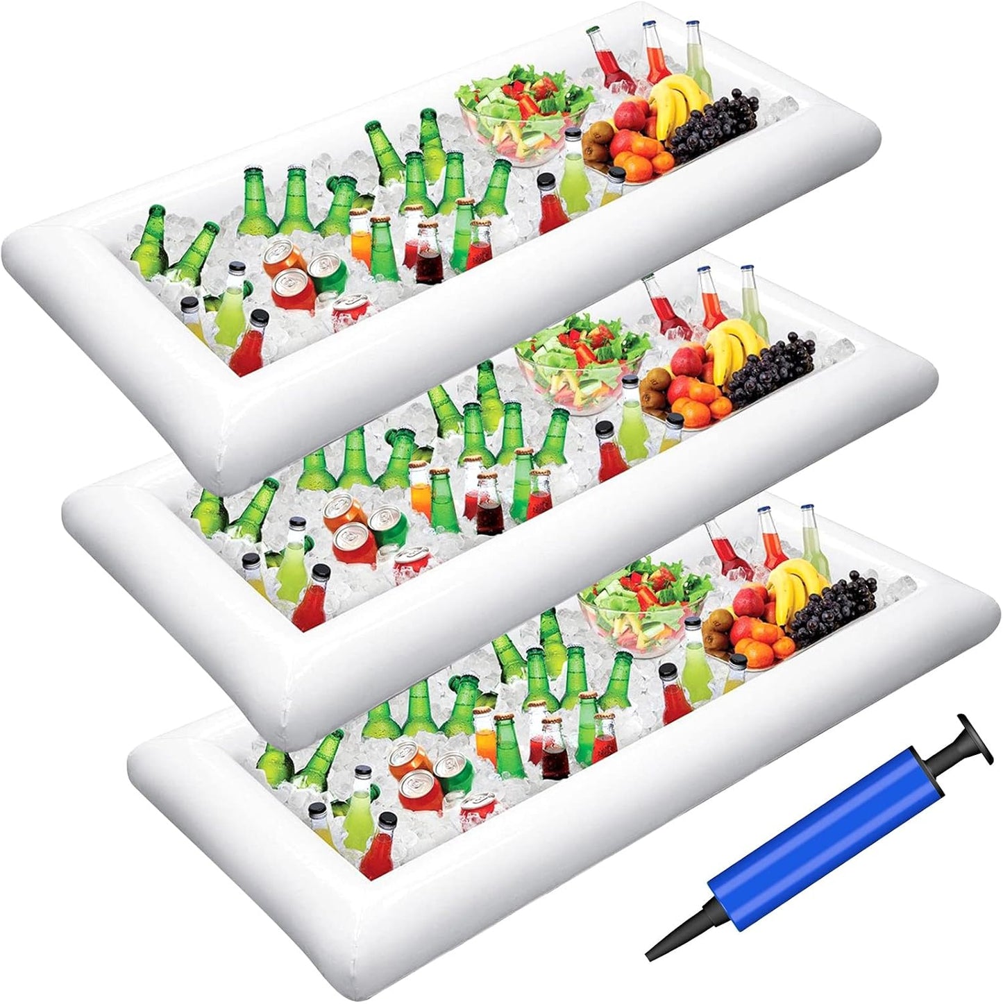 Jasonwell Inflatable Serving Bars Ice Buffet Salad Serving Trays Food Drink Holder Cooler Containers Indoor Outdoor BBQ Picnic Pool Party Supplies Luau Cooler w Drain Plug