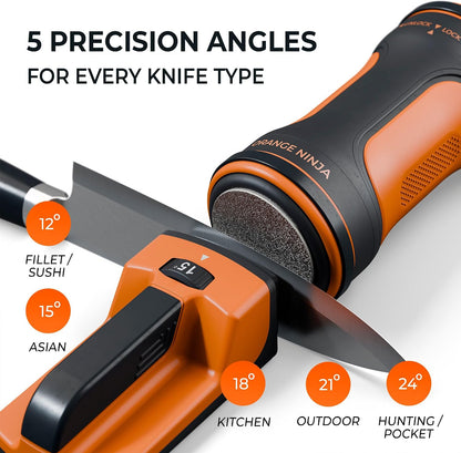 Orange Ninja Electric Rolling Knife Sharpener for Kitchen & Chef Knives