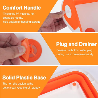 Collapsible BBQ Prep Tub/Cutting Board 10L, Orange